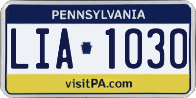 PA license plate LIA1030