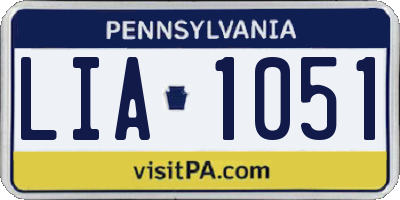 PA license plate LIA1051