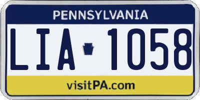 PA license plate LIA1058