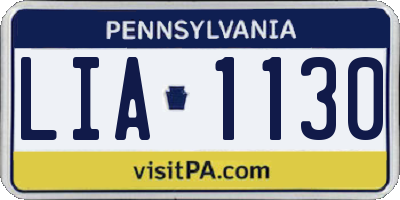 PA license plate LIA1130