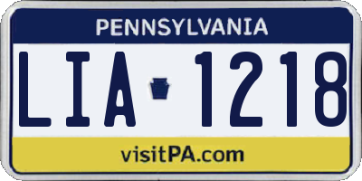PA license plate LIA1218