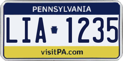 PA license plate LIA1235
