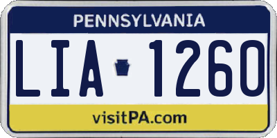 PA license plate LIA1260