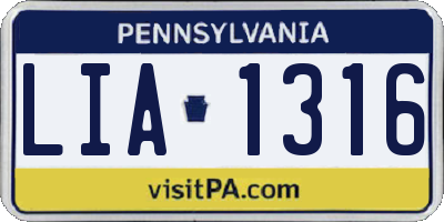 PA license plate LIA1316