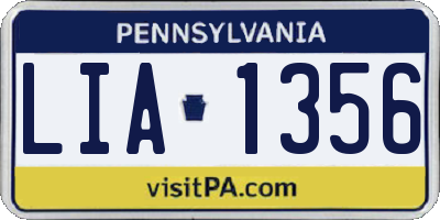 PA license plate LIA1356