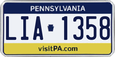 PA license plate LIA1358