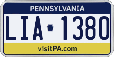 PA license plate LIA1380