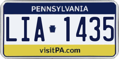 PA license plate LIA1435