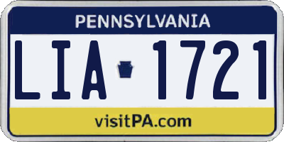 PA license plate LIA1721