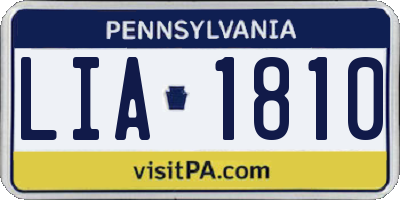 PA license plate LIA1810