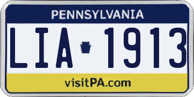 PA license plate LIA1913