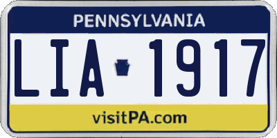 PA license plate LIA1917