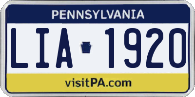 PA license plate LIA1920