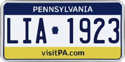 PA license plate LIA1923