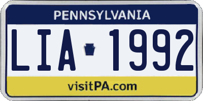 PA license plate LIA1992