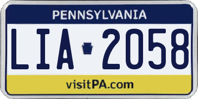 PA license plate LIA2058