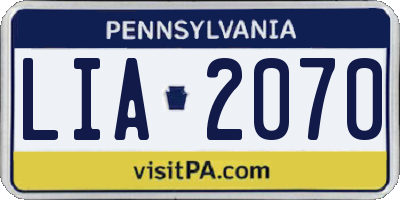 PA license plate LIA2070