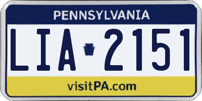 PA license plate LIA2151