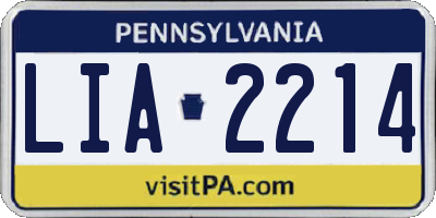 PA license plate LIA2214
