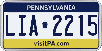 PA license plate LIA2215