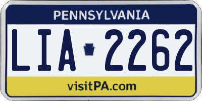 PA license plate LIA2262