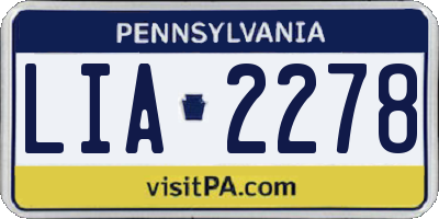 PA license plate LIA2278