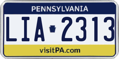 PA license plate LIA2313