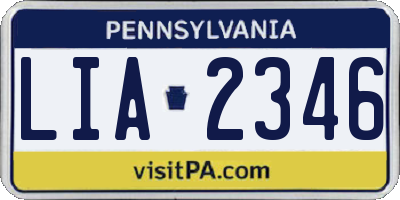 PA license plate LIA2346