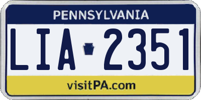 PA license plate LIA2351