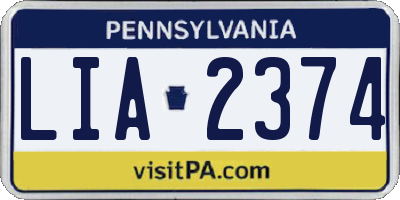 PA license plate LIA2374