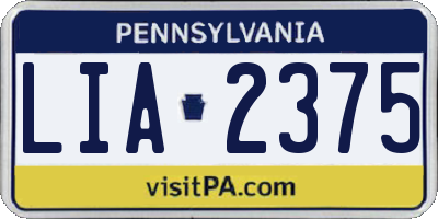 PA license plate LIA2375