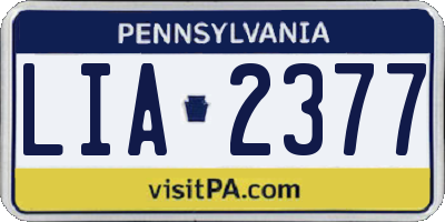 PA license plate LIA2377