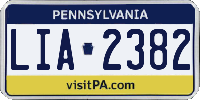 PA license plate LIA2382