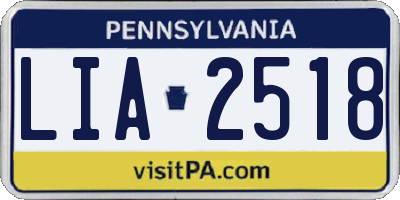 PA license plate LIA2518