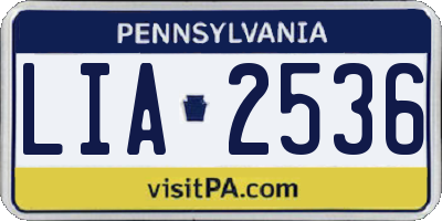 PA license plate LIA2536