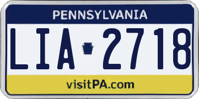 PA license plate LIA2718