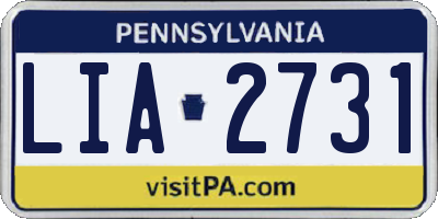 PA license plate LIA2731