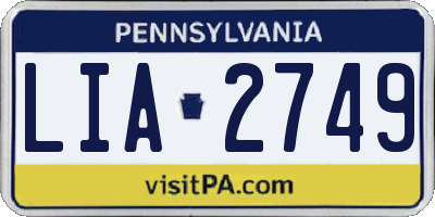 PA license plate LIA2749