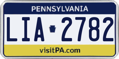 PA license plate LIA2782