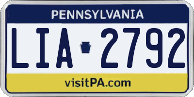 PA license plate LIA2792