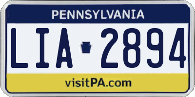 PA license plate LIA2894