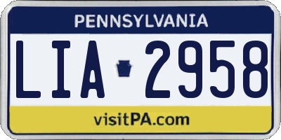 PA license plate LIA2958