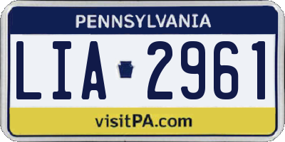PA license plate LIA2961