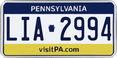 PA license plate LIA2994