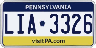 PA license plate LIA3326