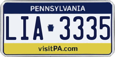 PA license plate LIA3335
