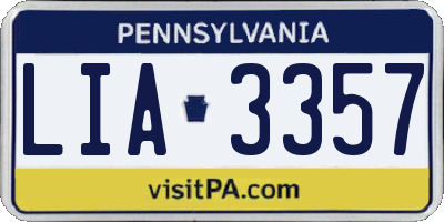 PA license plate LIA3357