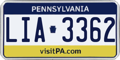 PA license plate LIA3362