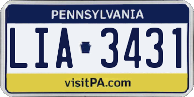 PA license plate LIA3431