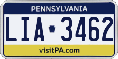 PA license plate LIA3462